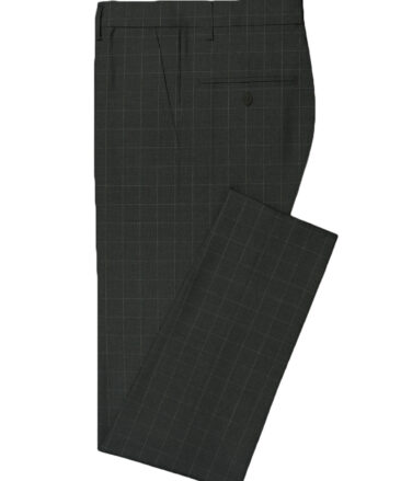 J.Hampstead Men's Wool Checks Super 100's 3.75 Meter Unstitched Suiting Fabric (Dark Grey)