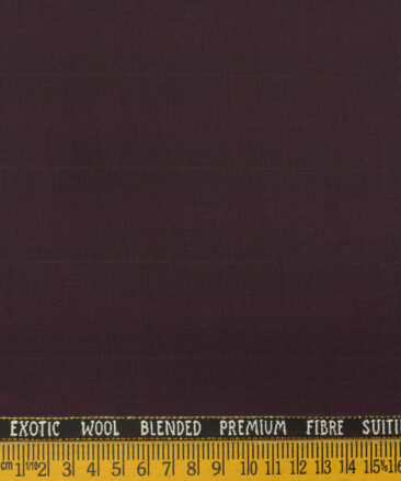 J.Hampstead Men's Wool Checks Super 100's 3.75 Meter Unstitched Suiting Fabric (Dark  Wine)