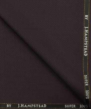 J.Hampstead Men's Wool Structured Super 100's 3.75 Meter Unstitched Suiting Fabric (Dark Wine)