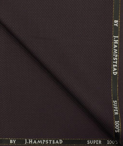 J.Hampstead Men's Wool Structured Super 100's 3.75 Meter Unstitched Suiting Fabric (Dark Wine)