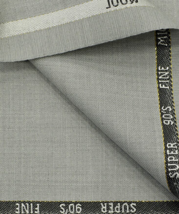 J.Hampstead Men's Wool Self Design Super 90's 3.75 Meter Unstitched Suiting Fabric (Light Grey)