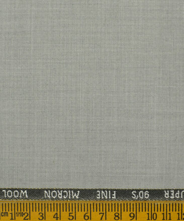 J.Hampstead Men's Wool Self Design Super 90's 3.75 Meter Unstitched Suiting Fabric (Light Grey)