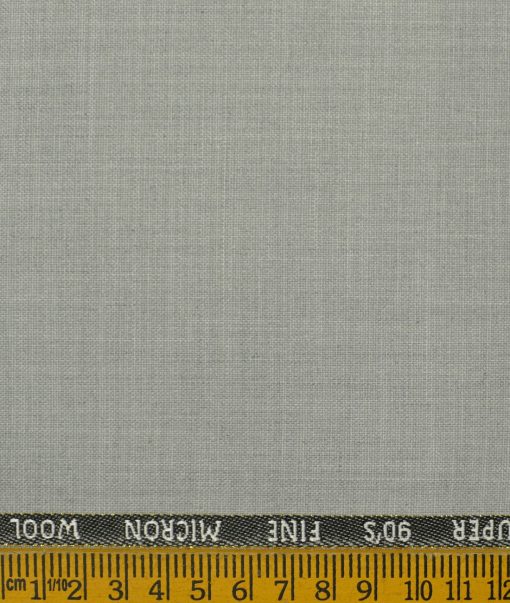 J.Hampstead Men's Wool Self Design Super 90's 3.75 Meter Unstitched Suiting Fabric (Light Grey)