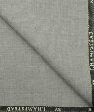 J.Hampstead Men's Wool Self Design Super 90's 3.75 Meter Unstitched Suiting Fabric (Light Grey)