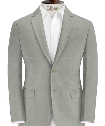 J.Hampstead Men's Wool Self Design Super 90's 3.75 Meter Unstitched Suiting Fabric (Light Grey)