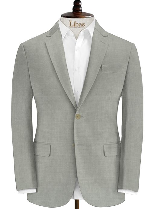 J.Hampstead Men's Wool Self Design Super 90's 3.75 Meter Unstitched Suiting Fabric (Light Grey)