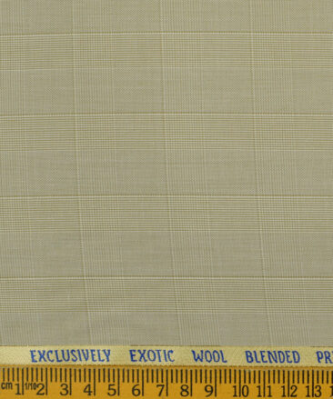 J.Hampstead Men's Wool Checks Super 100's 3.75 Meter Unstitched Suiting Fabric (Beige)