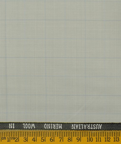 J.Hampstead Men's Wool Checks 3.75 Meter Unstitched Suiting Fabric (Light Pistachious Grey)