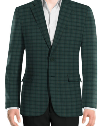 OCM Men's Wool Checks Very Fine  2 Meter Unstitched Tweed Jacketing & Blazer Fabric (Sea Green)