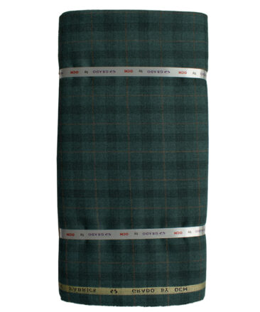 OCM Men's Wool Checks Very Fine  2 Meter Unstitched Tweed Jacketing & Blazer Fabric (Sea Green)