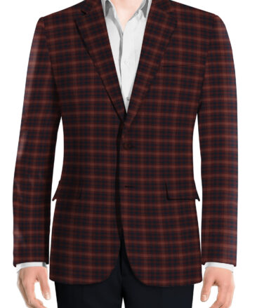 OCM Men's Wool Checks Very Fine  2 Meter Unstitched Tweed Jacketing & Blazer Fabric (Red)