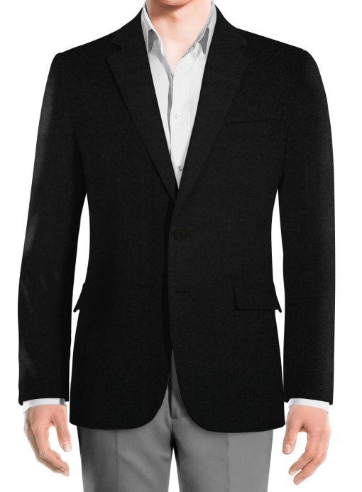 OCM Men's Wool Solids Thick  2.25 Meter Unstitched Tweed Jacketing & Blazer Fabric (Black)