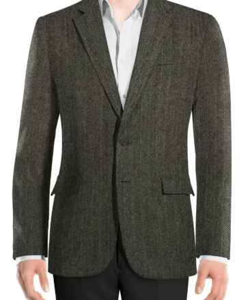 OCM Men's Wool Herringbone Very Thick  2 Meter Unstitched Tweed Jacketing & Blazer Fabric (Grey)