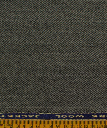 OCM Men's Wool Herringbone Very Thick  2 Meter Unstitched Tweed Jacketing & Blazer Fabric (Grey)