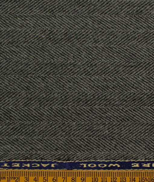 OCM Men's Wool Herringbone Very Thick  2 Meter Unstitched Tweed Jacketing & Blazer Fabric (Grey)