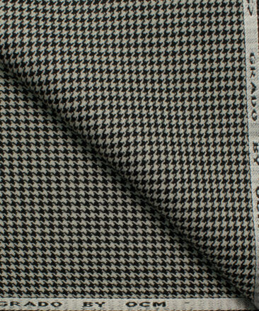 OCM Men's Wool Houndstooth Meduim  2 Meter Unstitched Tweed Jacketing & Blazer Fabric (White)