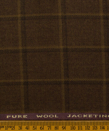 OCM Men's Wool Checks Very Fine  2 Meter Unstitched Tweed Jacketing & Blazer Fabric (Mocha Brown)