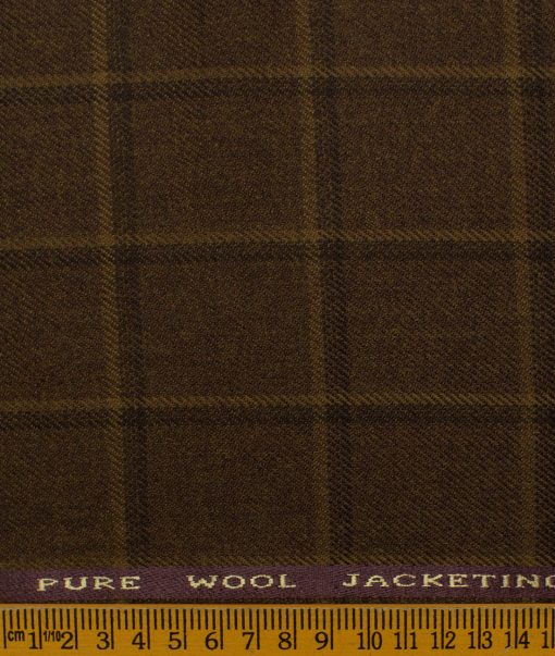 OCM Men's Wool Checks Very Fine  2 Meter Unstitched Tweed Jacketing & Blazer Fabric (Mocha Brown)