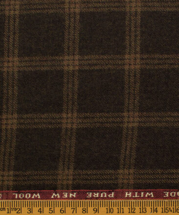 Raymond Men's Wool Checks Fine 2.20 Meter Unstitched Tweed Jacketing & Blazer Fabric (Dark Brown)