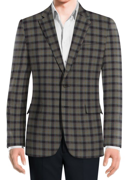 Raymond Men's Wool Checks Fine 2.20 Meter Unstitched Tweed Jacketing & Blazer Fabric (Grey)