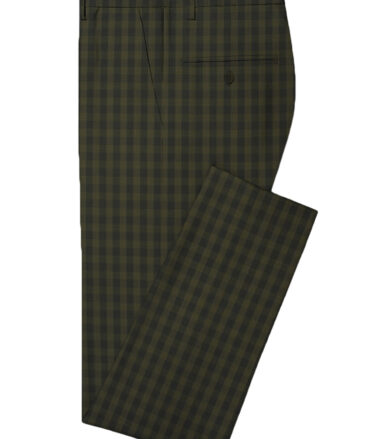 Raymond Men's Wool Checks Techno Smart 3.75 Meter Unstitched Suiting Fabric (Moss Green)