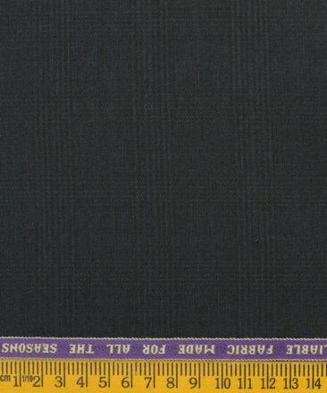 Raymond Men's Wool Checks Monza Prime 3.75 Meter Unstitched Suiting Fabric (Dark Blue)