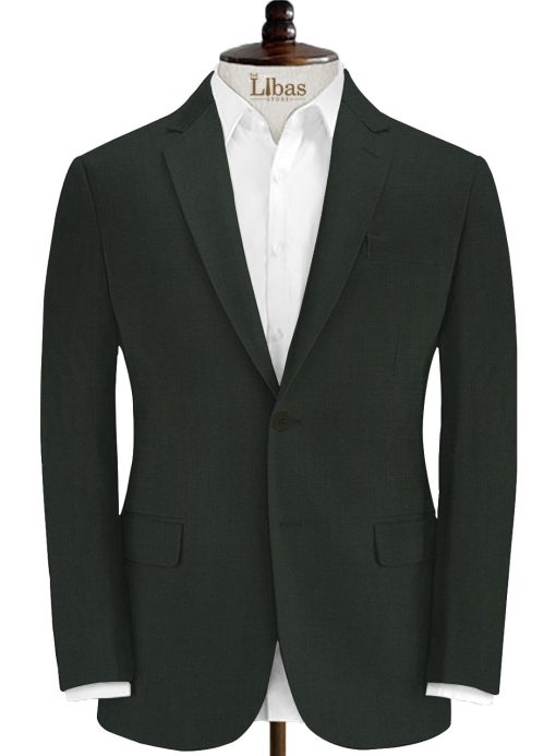 Raymond Men's Wool Checks Monza Prime 3.75 Meter Unstitched Suiting Fabric (Dark Green)