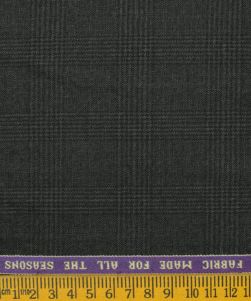 Raymond Men's Wool Checks Monza Prime 3.75 Meter Unstitched Suiting Fabric (Dark Grey)