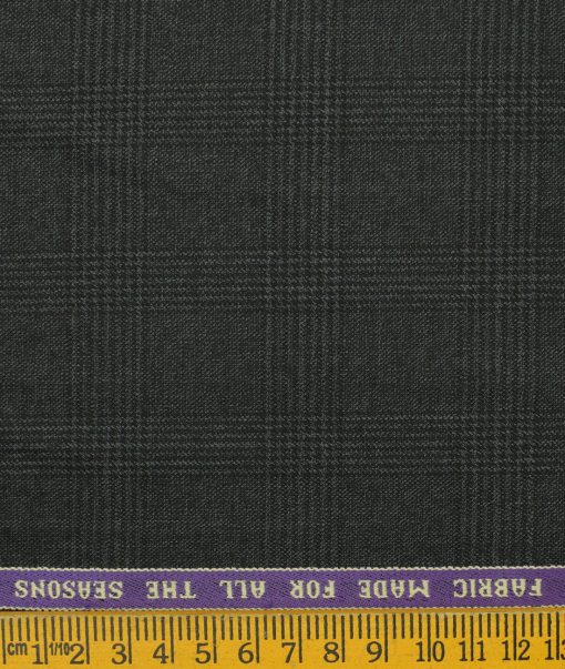 Raymond Men's Wool Checks Monza Prime 3.75 Meter Unstitched Suiting Fabric (Dark Grey)