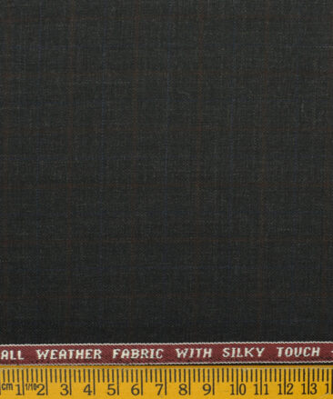 Raymond Men's Wool Checks Techno Smart 3.75 Meter Unstitched Suiting Fabric (Worsted Black)