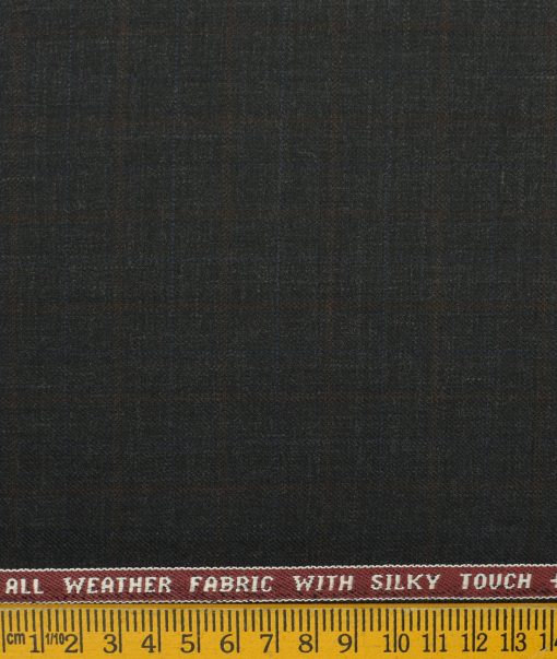 Raymond Men's Wool Checks Techno Smart 3.75 Meter Unstitched Suiting Fabric (Worsted Black)