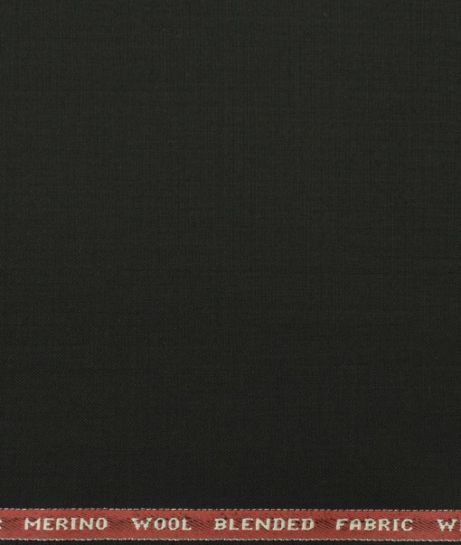 Raymond Men's Wool Solids 3.75 Meter Unstitched Suiting Fabric (Black)