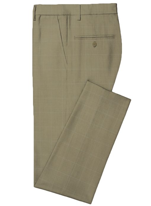 Spaadaa Men's Wool Checks 3.75 Meter Unstitched Suiting Fabric (Light Brown)