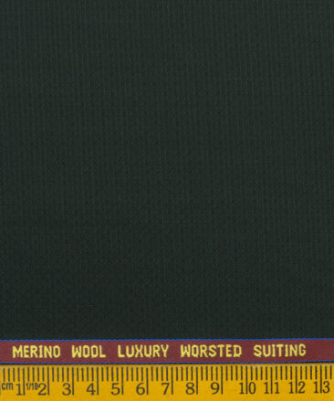 Spaadaa Men's Wool Structured 3.75 Meter Unstitched Suiting Fabric (Dark Pine Green)