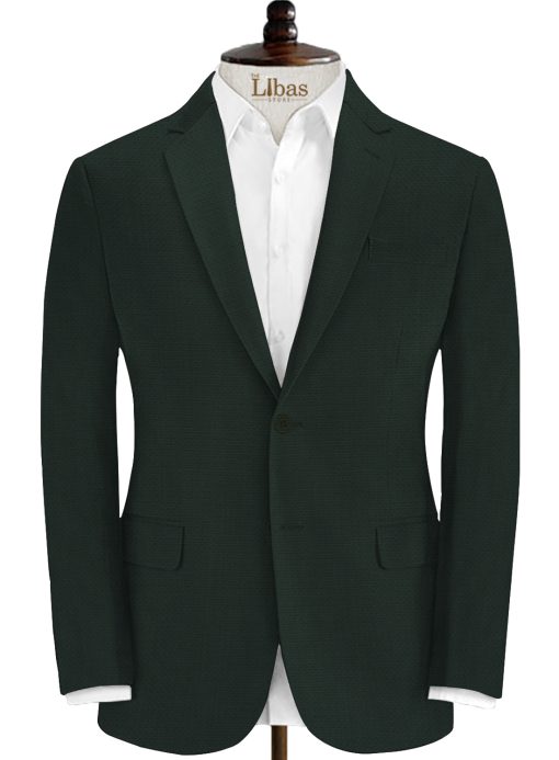 Spaadaa Men's Wool Structured 3.75 Meter Unstitched Suiting Fabric (Dark Pine Green)