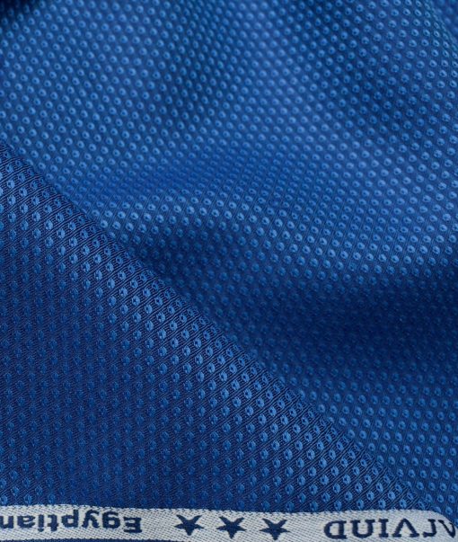 Arvind Men's Giza Cotton Structured 2.25 Meter Unstitched Shirting Fabric (Royal Blue)