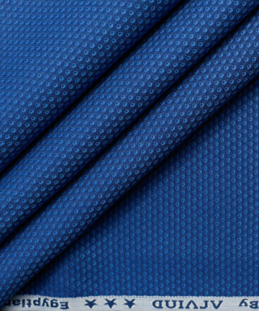 Arvind Men's Giza Cotton Structured 2.25 Meter Unstitched Shirting Fabric (Royal Blue)