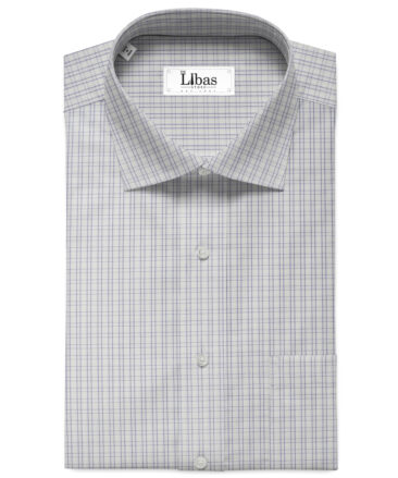 Arvind Men's  Premium Cotton Checks 2.25 Meter Unstitched Shirting Fabric (White & Purple)