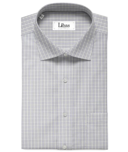 Arvind Men's  Premium Cotton Checks 2.25 Meter Unstitched Shirting Fabric (White & Purple)