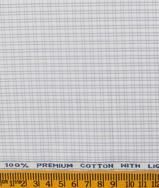 Arvind Men's  Premium Cotton Checks 2.25 Meter Unstitched Shirting Fabric (White & Purple)