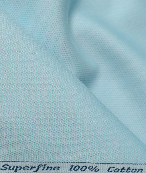 Arvind Men's  Superfine Cotton Structured 2.25 Meter Unstitched Shirting Fabric (Arctic Blue)