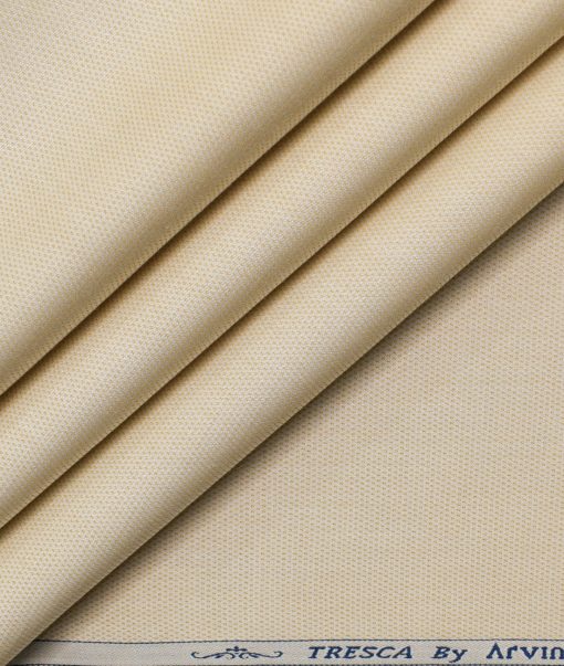 Arvind Men's  Superfine Cotton Structured 2.25 Meter Unstitched Shirting Fabric (Beige)