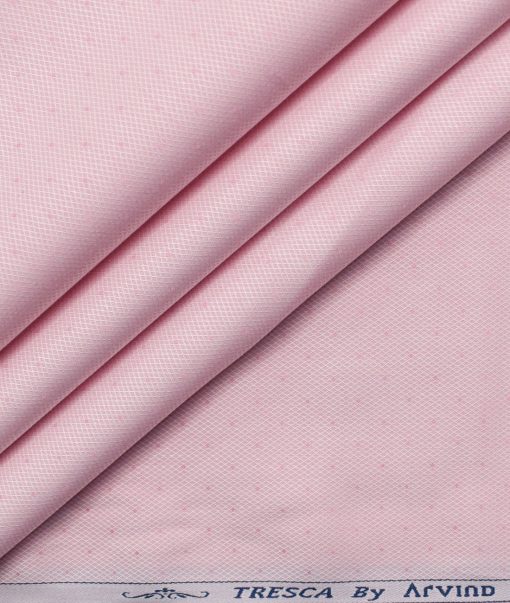 Arvind Men's  Superfine Cotton Structured 2.25 Meter Unstitched Shirting Fabric (Pink)