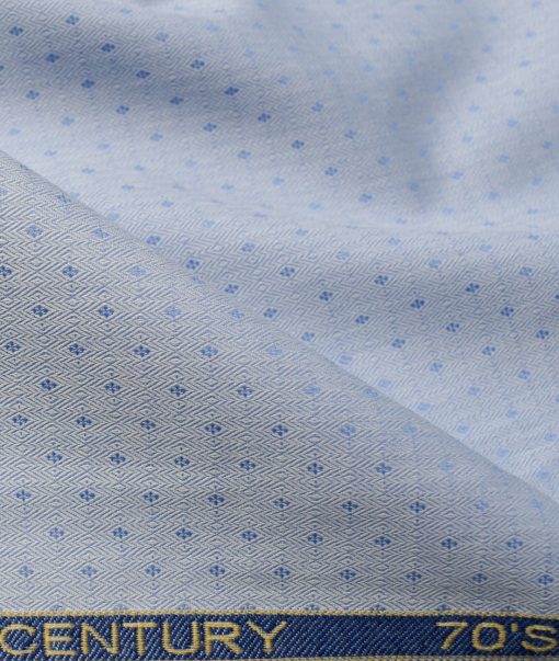 Birla Century Men's Giza Cotton Self Design 2.25 Meter Unstitched Shirting Fabric (Light Blue)