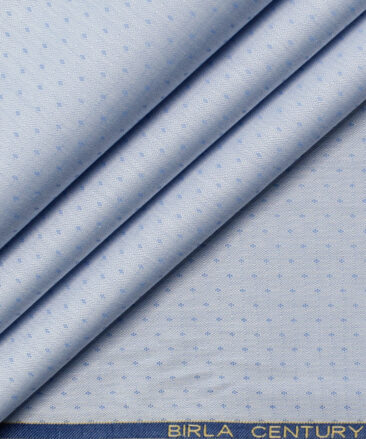 Birla Century Men's Giza Cotton Self Design 2.25 Meter Unstitched Shirting Fabric (Light Blue)