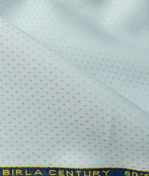 Birla Century Men's Giza Cotton Structured 2.25 Meter Unstitched Shirting Fabric (Mint Green)