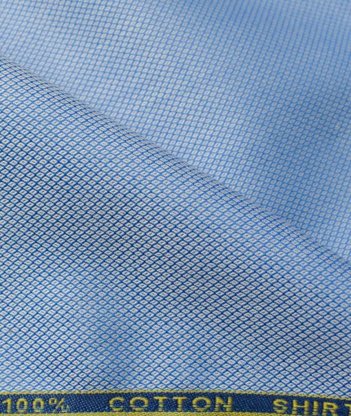 Birla Century Men's Cotton Structured 2.25 Meter Unstitched Shirting Fabric (Blue)