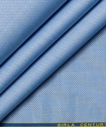 Birla Century Men's Cotton Structured 2.25 Meter Unstitched Shirting Fabric (Blue)