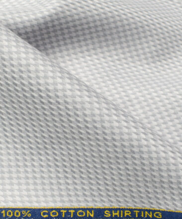 Birla Century Men's Cotton Structured 2.25 Meter Unstitched Shirting Fabric (White)