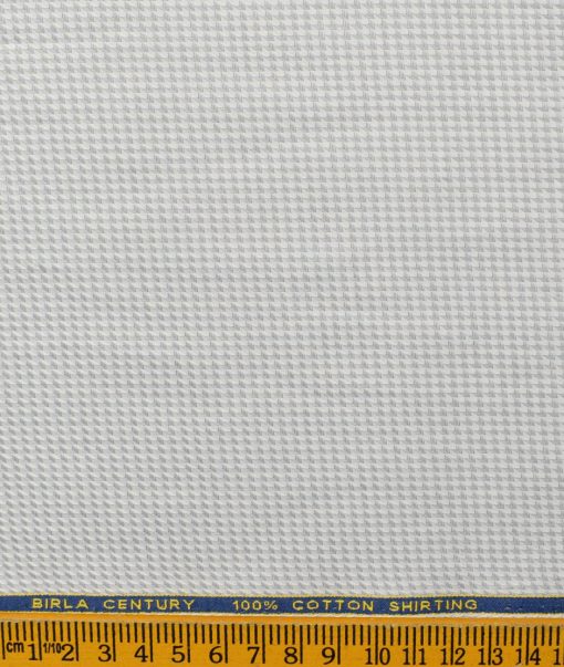 Birla Century Men's Cotton Structured 2.25 Meter Unstitched Shirting Fabric (White)